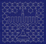 Menorah Sashiko Square - First Night
