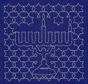 Menorah Sashiko Square - First Night