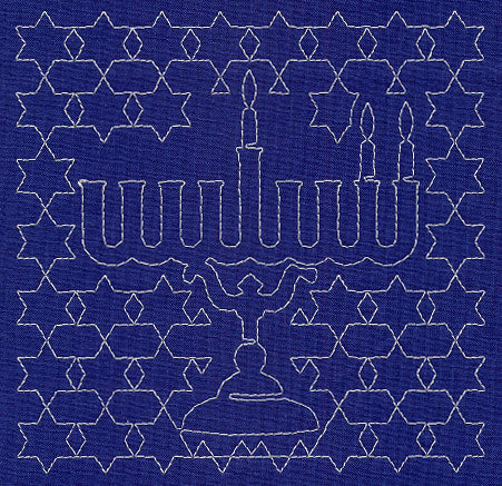 Menorah Sashiko Square - Second Night