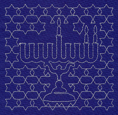 Menorah Sashiko Square - Second Night