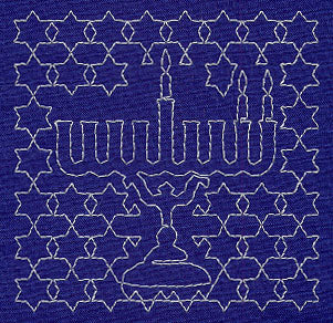 Menorah Sashiko Square - Second Night