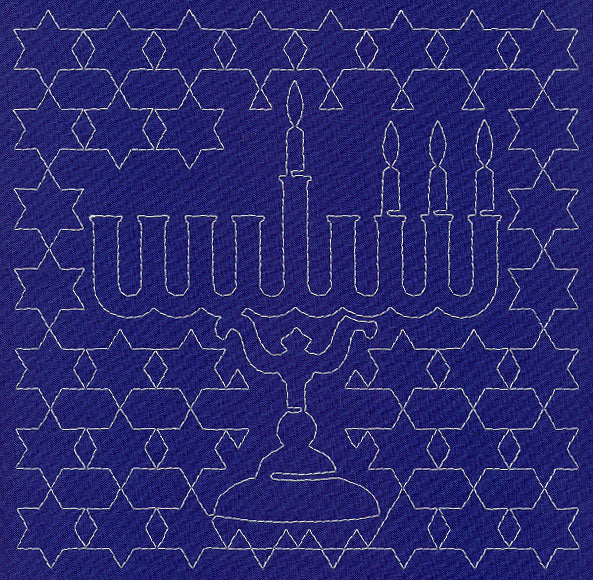 Menorah Sashiko Square - Third Night