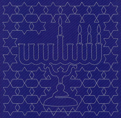 Menorah Sashiko Square - Third Night