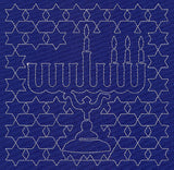 Menorah Sashiko Square - Third Night