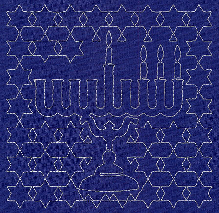 Menorah Sashiko Square - Third Night