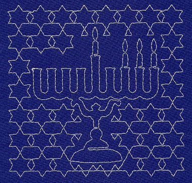 Menorah Sashiko Square - Third Night