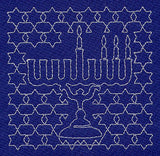 Menorah Sashiko Square - Third Night