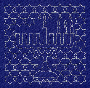 Menorah Sashiko Square - Third Night