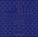 Menorah Sashiko Square - Fourth Night