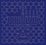 Menorah Sashiko Square - Fourth Night