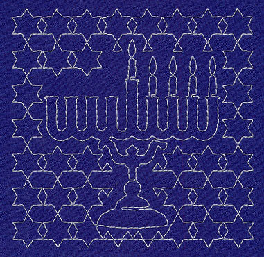 Menorah Sashiko Square - Fourth Night