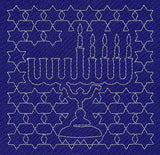 Menorah Sashiko Square - Fourth Night
