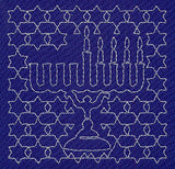 Menorah Sashiko Square - Fourth Night