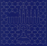 Menorah Sashiko Square - Fifth Night
