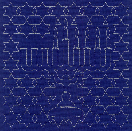 Menorah Sashiko Square - Fifth Night