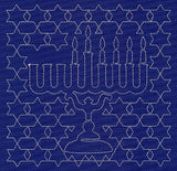 Menorah Sashiko Square - Fifth Night