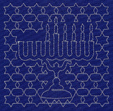 Menorah Sashiko Square - Fifth Night