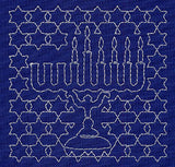 Menorah Sashiko Square - Fifth Night