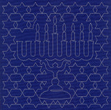 Menorah Sashiko Square - Sixth Night