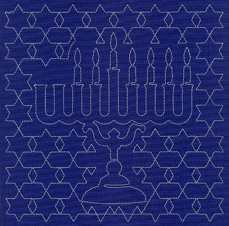 Menorah Sashiko Square - Sixth Night