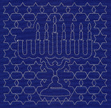 Menorah Sashiko Square - Sixth Night