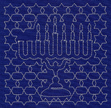 Menorah Sashiko Square - Sixth Night
