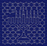 Menorah Sashiko Square - Sixth Night