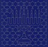 Menorah Sashiko Square - Seventh Night