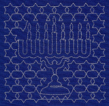 Menorah Sashiko Square - Seventh Night