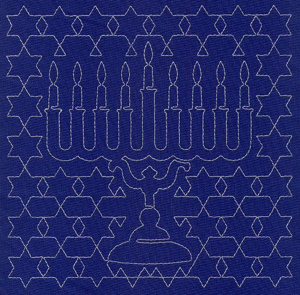 Menorah Sashiko Square - Eighth Night