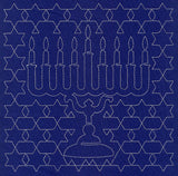 Menorah Sashiko Square - Eighth Night