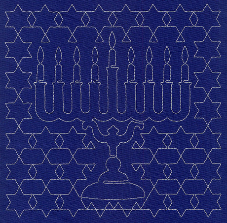 Menorah Sashiko Square - Eighth Night