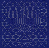 Menorah Sashiko Square - Eighth Night