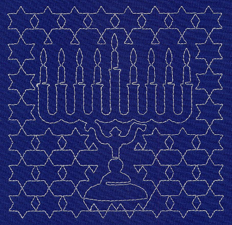Menorah Sashiko Square - Eighth Night