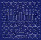 Menorah Sashiko Square - Eighth Night