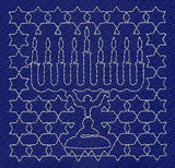 Menorah Sashiko Square - Eighth Night
