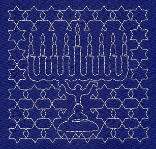 Menorah Sashiko Square - Eighth Night