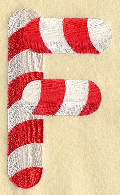 Candy Cane Letter F - 5 inch