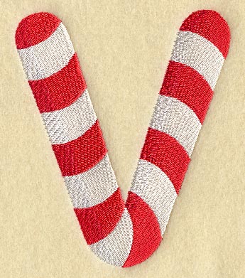 Candy Cane Letter V - 5 inch