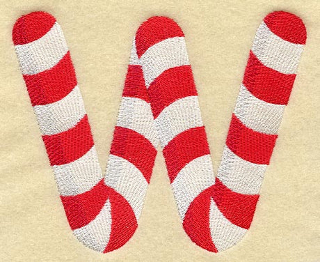 Candy Cane Letter W - 5 inch