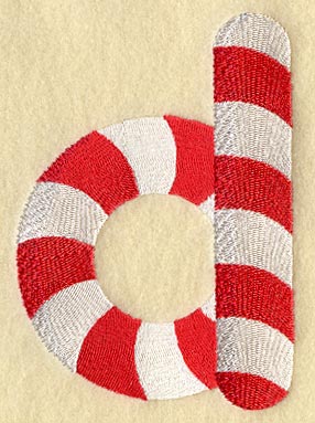 Candy Cane Lower Case Letter d - 5 inch