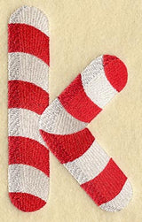 Candy Cane Lower Case Letter k - 5 inch