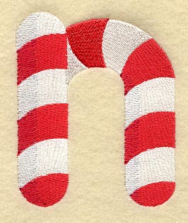 Candy Cane Lower Case Letter n - 5 inch