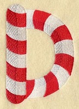 Candy Cane Letter D - 5 inch