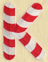 Candy Cane Letter K - 5 inch
