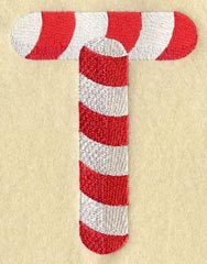 Candy Cane Letter T - 5 inch