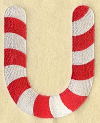 Candy Cane Letter U - 5 inch