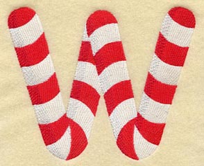 Candy Cane Letter W - 5 inch