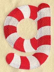 Candy Cane Lower Case Letter g - 5 inch