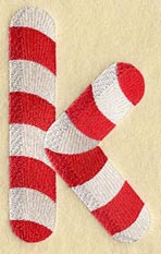 Candy Cane Lower Case Letter k - 5 inch